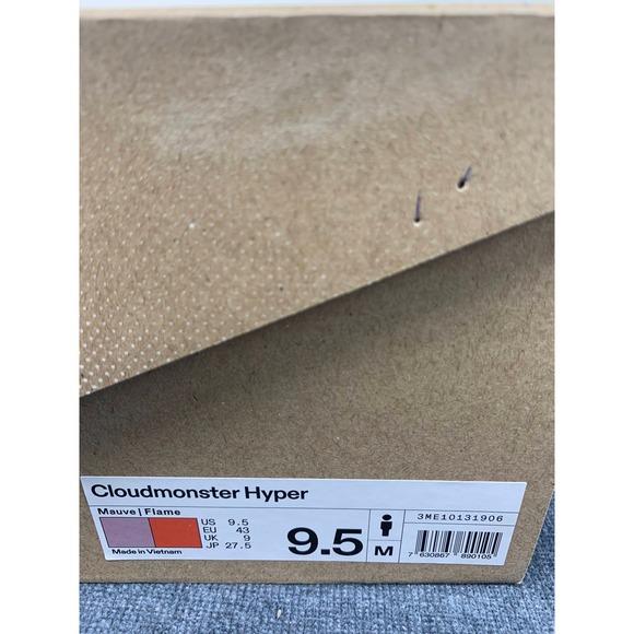 On Cloudmonster Hyper Mens 9.5 Mauve Flame Running Shoes 3ME10131906 NIB - Picture 10 of 12
